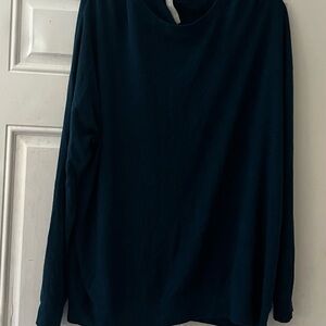 Athleta Knit Pullover Sweater Navy Blue Long Sleeve Women’s Large Lightweight